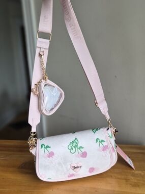NWT Juicy Couture HTF Retro Cherry Gelato Shoulder Crossbody Bag Cream & Pink